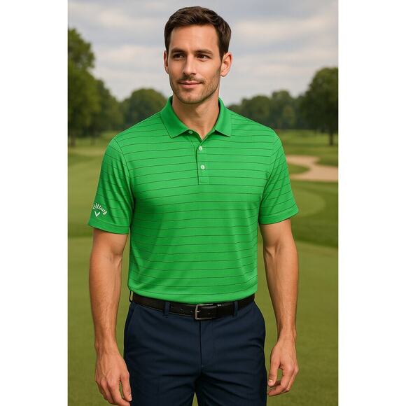 Callaway Green Striped Opti-Dri Men's Golf Polo Shirt - XL - Picture 1 of 10